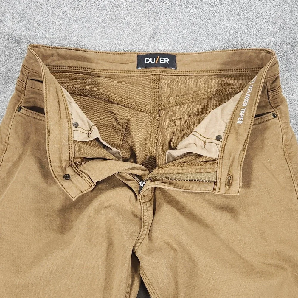 DU/ER‎ Jeans Mens 34x30 Beige N2X Relaxed Taper Stretch 5 Pocket Pants Casual